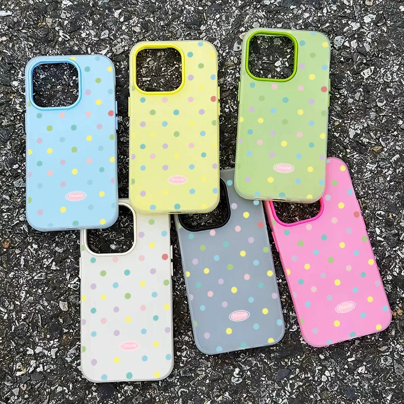 Luxury Colorful Dots Jelly Color Phone Case For iPhone 17 Air 11 12 13 14 15 16 17 Pro Max Plus Shockproof Bumper Cases Cover
