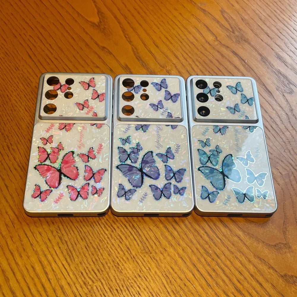 Luxury Butterfly Shell Pattern Cute Case For Samsung S26 S25 S24 Ultra for Galaxy S26 +  Plus S25 S24 FE Shockproof Cover Fundus