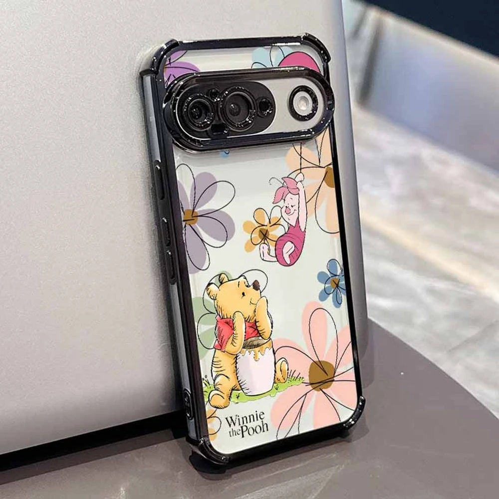 Winnie the Pooh Anime Phone Case For Google Pixel 10A 9A 9 8A 8 7A 7 Pro XL Plating Drop-proof Transparent Soft Cover