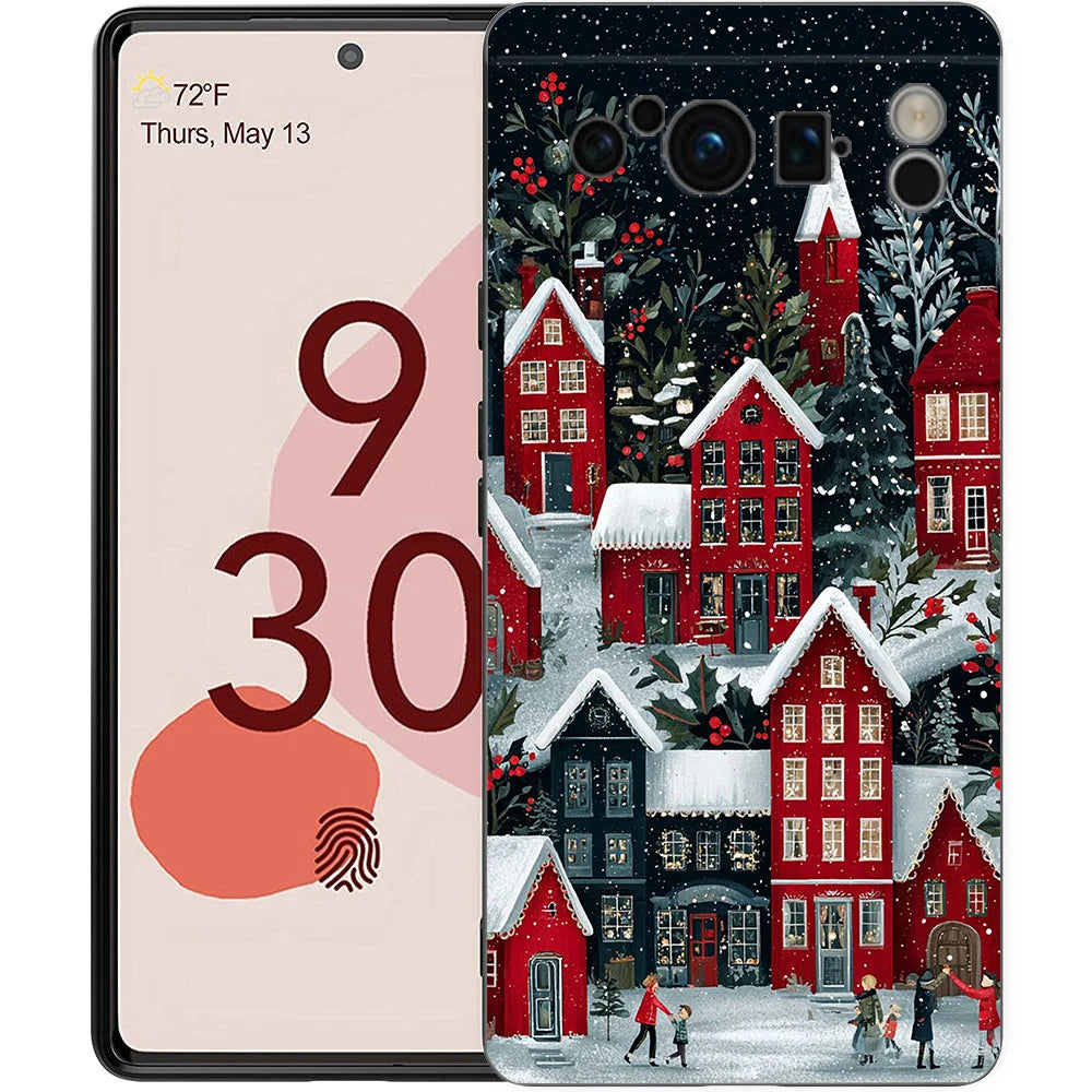 Cartoon Christmas Style Phone Case For Google Pixel 10A 10 9 8 7 6 Pro XL 9A 8A 6A 7A 5G Soft Shockproof TPU Black Cover