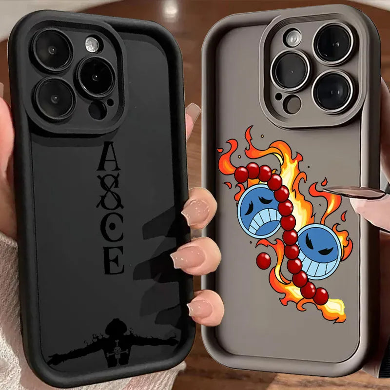 Ones Pieces Anime Ace Fire Phone Case for iPhone 17e 17 16e 16 15 14 13 12 11 Air Pro Max Mini XR XS X Plus Soft TPU Back Cover