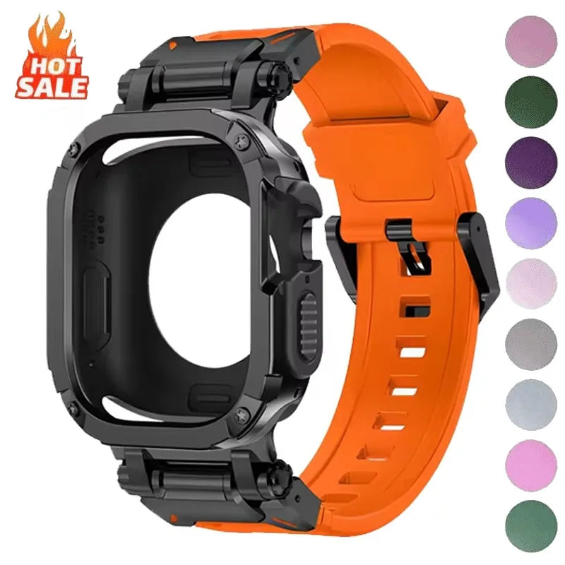 Silicone Strap+Case Waterproof For Apple Watch Ultra 3 2 49mm Series 11-10 46mm for Iwatch SE 7 4-9 SE 44mm 45mm