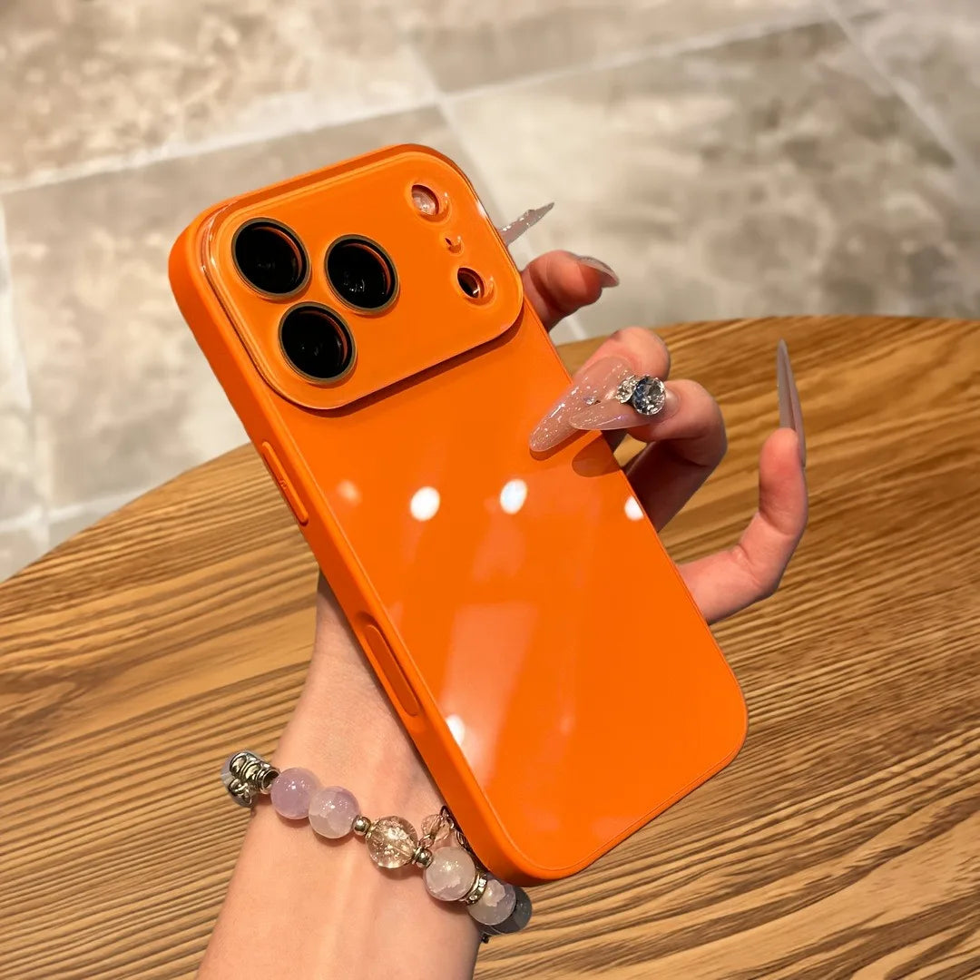 Luxury Candy Color Tempered Glass Phone Case For iPhone 17 16 15 14 13 Pro Max 17Pro Cases Camera Protection Hard Back Cover