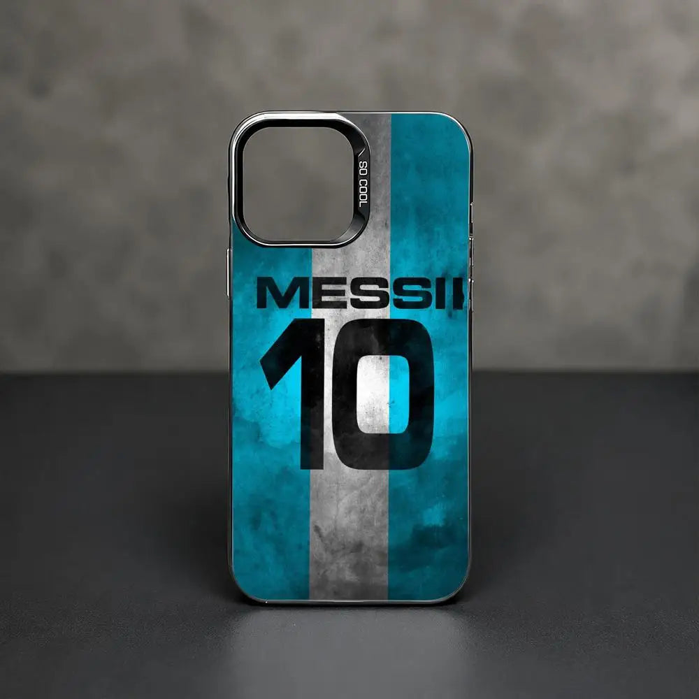 1 Football Star Messi #10 Logo Phone Case iPhone 11/12/13/14/15/16/17 Pro Max Color Gradient TPU Slim Shockproof Case