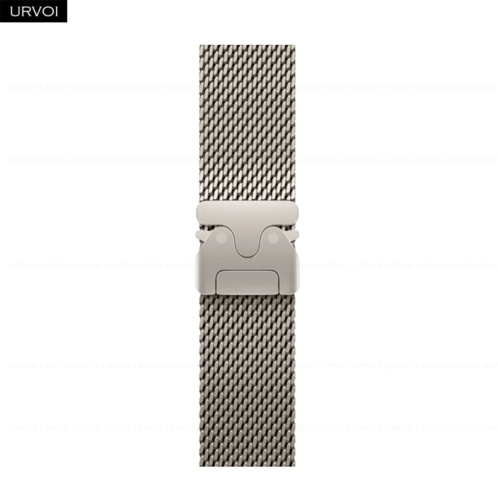 URVOI Band for Apple Watch Ultra 4 3 2 Series 12 11 10 SE3 Stainless Steel Mesh Strap for iWatch Secure Parachute Buckle 46 49mm