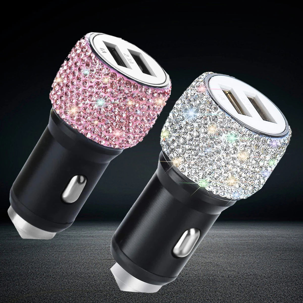 Car Dual USB Charger Port Fast Adapter Car Accessories Interior for Woman Car Bling USB Styling Diamond Car Accessories Interior
