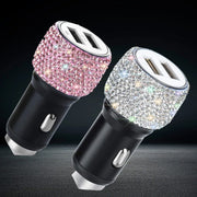 Car Dual USB Charger Port Fast Adapter Car Accessories Interior for Woman Car Bling USB Styling Diamond Car Accessories Interior