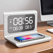 30W  Wireless Charger Stand with Alarm Clock & Thermometer | Compatible with iPhone 17-11/X, SamsungS25  , Xiaomi & All Qi Phone