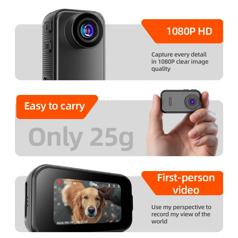 Magnetic Thumb Camera 1080P Body Camera For Outdoor Action Vlog 1920x1080P Video Recorder Ideal For Cycling Hiking And Walking