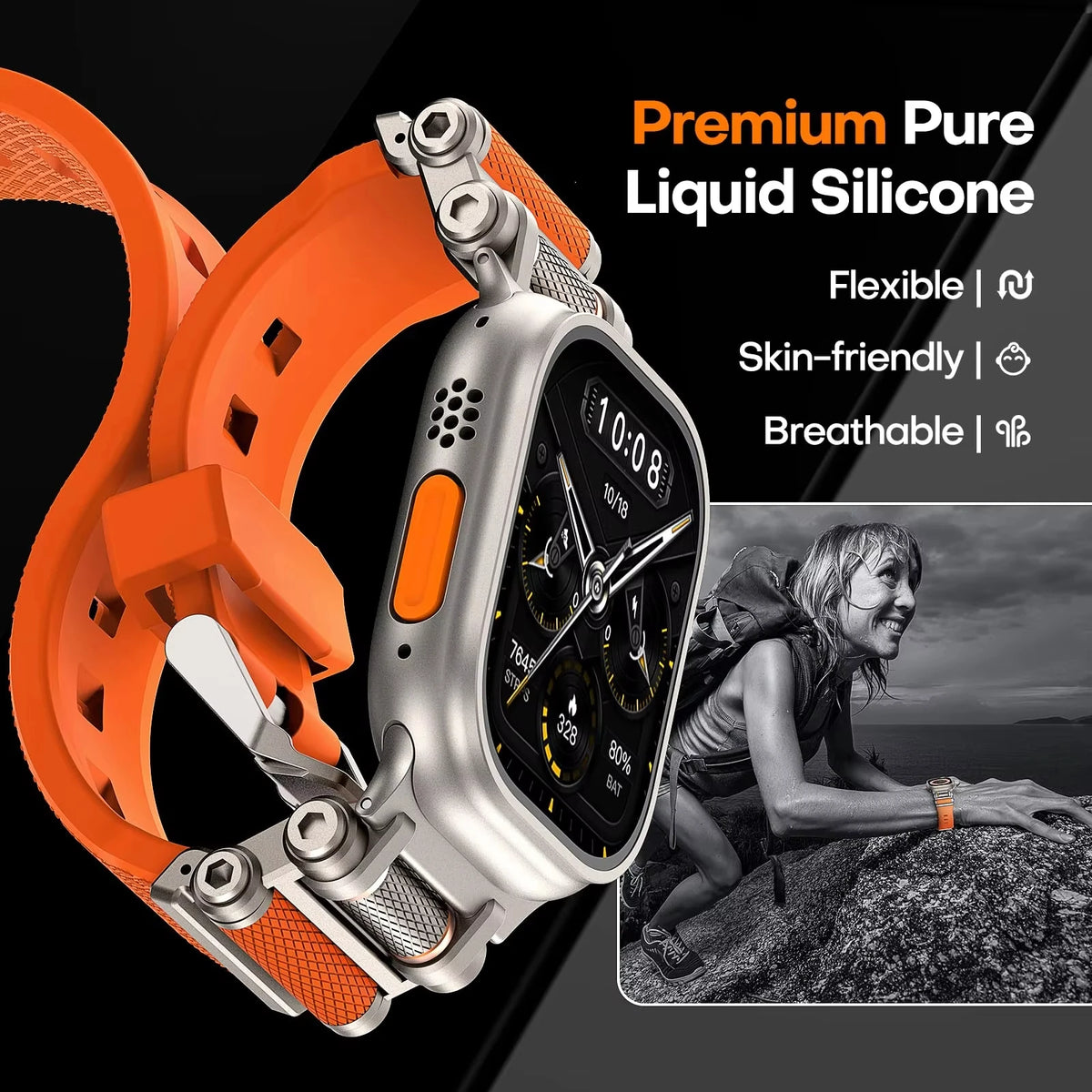 Sports Rubber Band for Apple Watch Ultra 4 3 2 49mm 46mm 45mm 44mm Strap for IWatch Series 12 11 10 9 8 7 SE 6 5 Luxury Bracelet