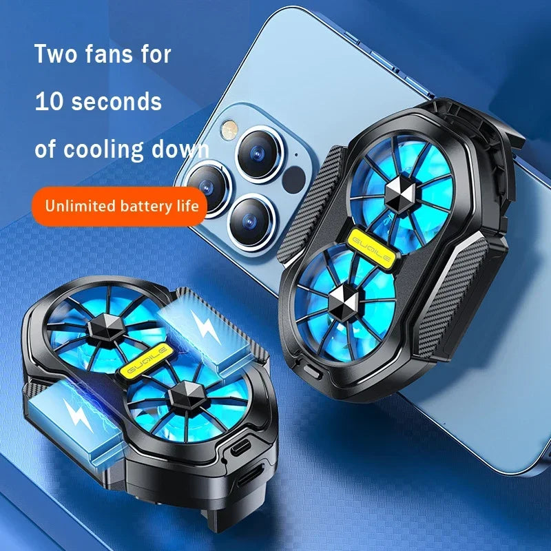 2025 New FS01 Dual - Fan Mobile Phone Cooler, Cools Down In 10 Seconds + Wireless Battery Life,  Relieves Heat  For Your Phone