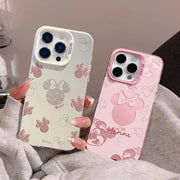 Disney Mickey Minnie Mouse Head Phone Case For IPhone 14 15 16 17 Pro Max Plus 12 13 Mini 16E Casing Hard IMD Silver Laser Cover