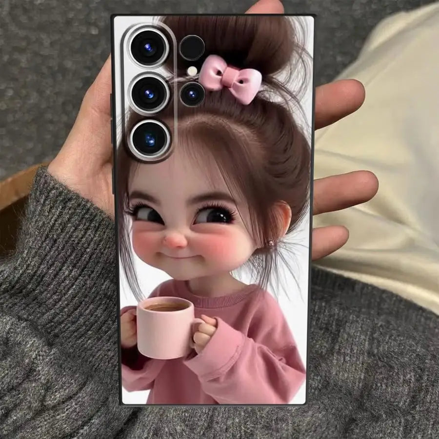 Pouting For Cuteness Girl Case for Samsung Galaxy S26 Ultra S20 FE S21 S22 Note 20 10 S25 Plus S24 S23 Phone Cover