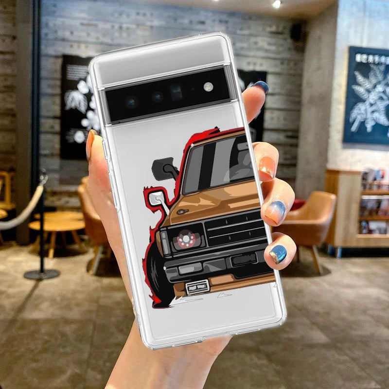 For Google Pixel 10 Pro 10A Phone Case Pixel 9 Pro XL Pixel 8 Pro 9A 8A 7A 7 6A 6 Pro Soft TPU Cover Japan JDM Sports Cars Comic