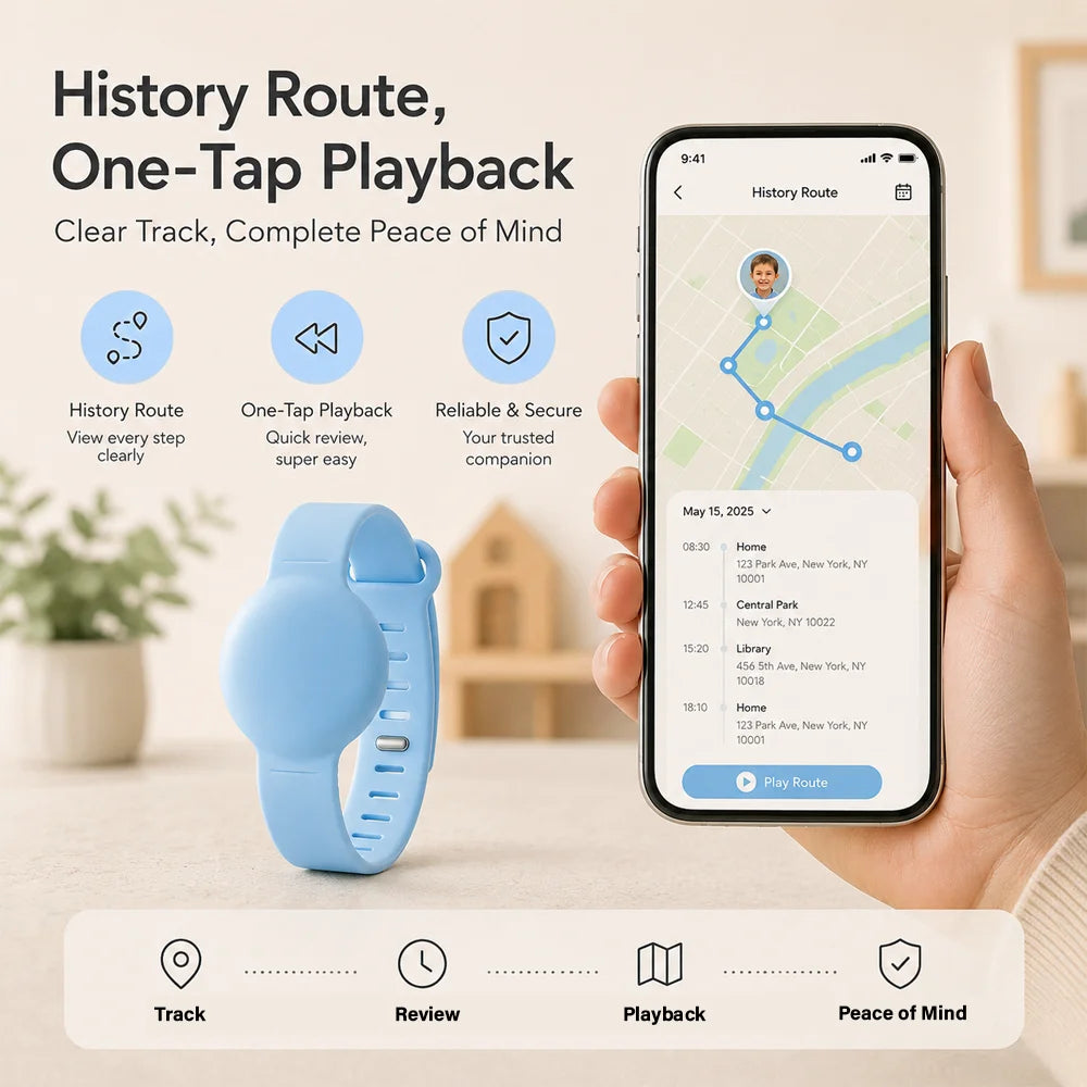 LAXASFIT GPS Tracker 180-Day Standby Global Positioning Location History Find My Device Anti-Lost Alarm for Kids Pets
