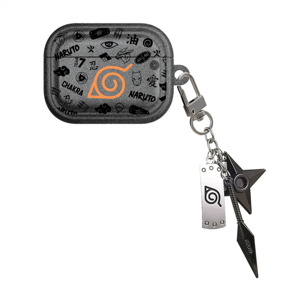 For Airpods Pro 3 Case,3D NARUTO Logo TPU Protective Earphone Cover For Airpods Pro 2/Airpods 4 3 2 1 Cover With Keychain