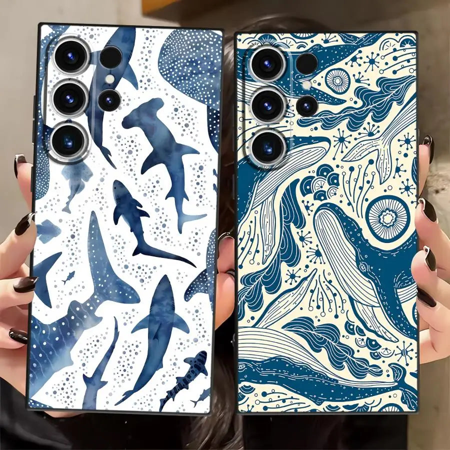 Funda Phone Cover Case for Samsung Galaxy S26 Ultra S10 S9 S23 S20 Ultra S25 Plus S24 S21 FE Note 20 8 9 10 Ocean Shark Whale