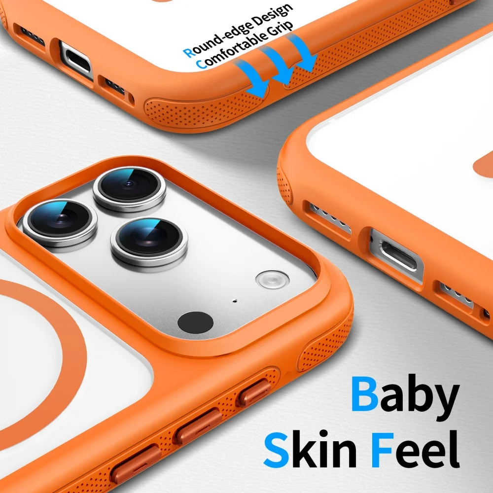 Metal Buttons Siliconen Bumper for Magsafe Transparent Case for iPhone IPhone 17 Air 16 15 14 Plus 13 12 Pro Max Magnetic Cover