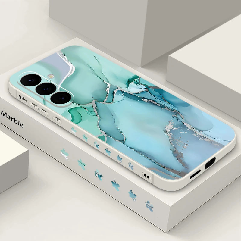 Marble Case For Samsung Galaxy S24 S23 S22 Ultra S21 S20 FE A15 A25 A55 A35 A26 A54 5G A16 A36 A56 S25 Watercolor Silicone Cover