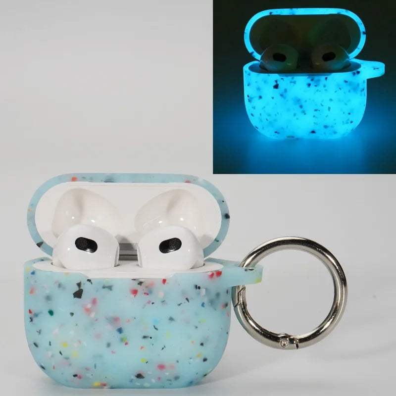 Luminous Silicone Soft Headphone Case with Keychain Compatible with AirPods 3/2/1 pro 2 AirPods Pro2 Third-party Protective Cove