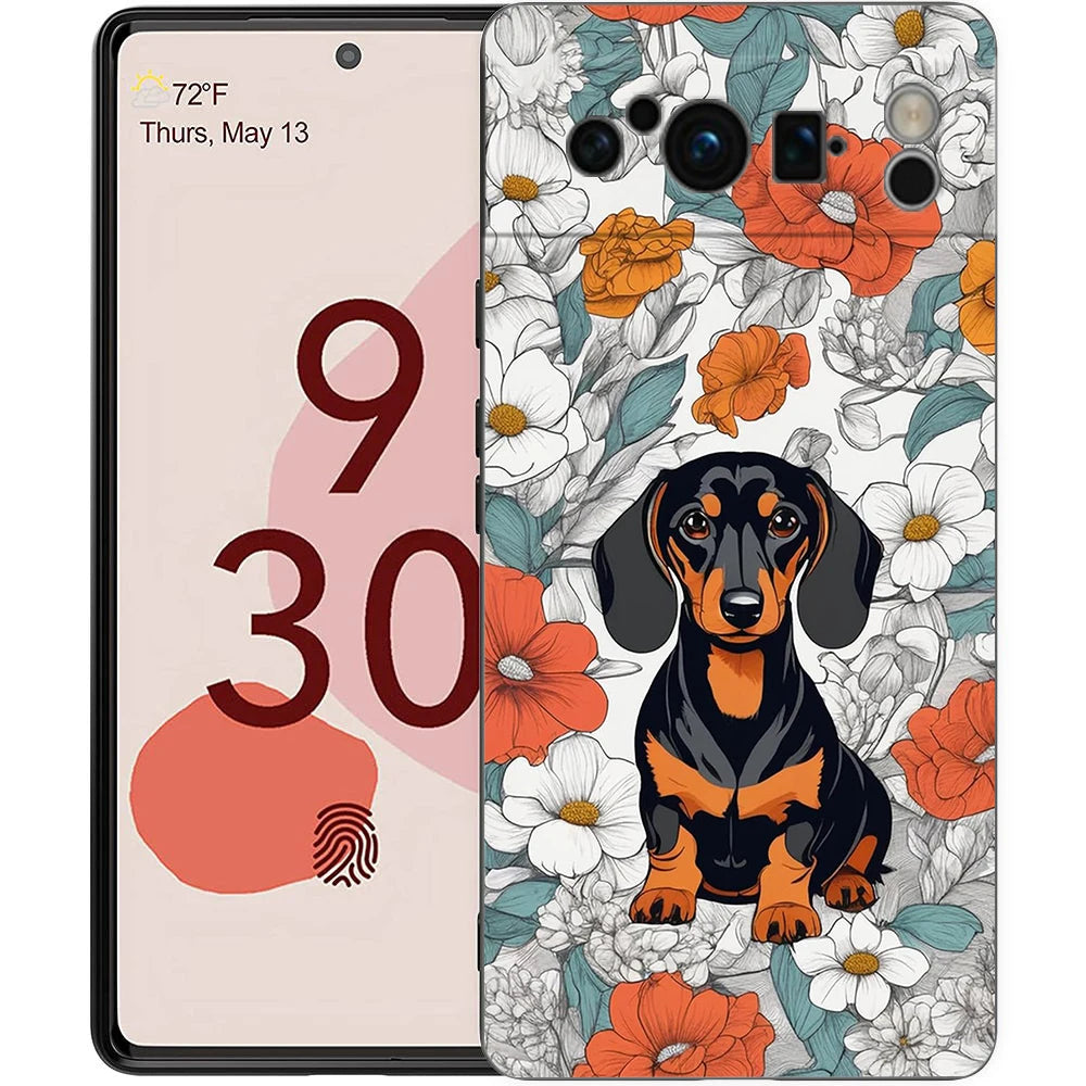 Cute Dachshund Bulldog Phone Case For Google Pixel 10A 10 9 8 7 6 Pro XL 9A 8A 6A 7A 5G Soft Shockproof TPU Black Cover