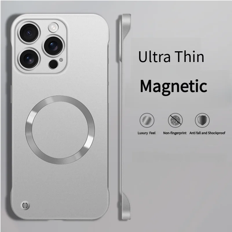 Ultra Thin Metallic Paint Magnetic For Magsafe Case For iPhone 17 Air 16 15 14 13 12 Pro Max Plus Frameless Cooling Hard Cover
