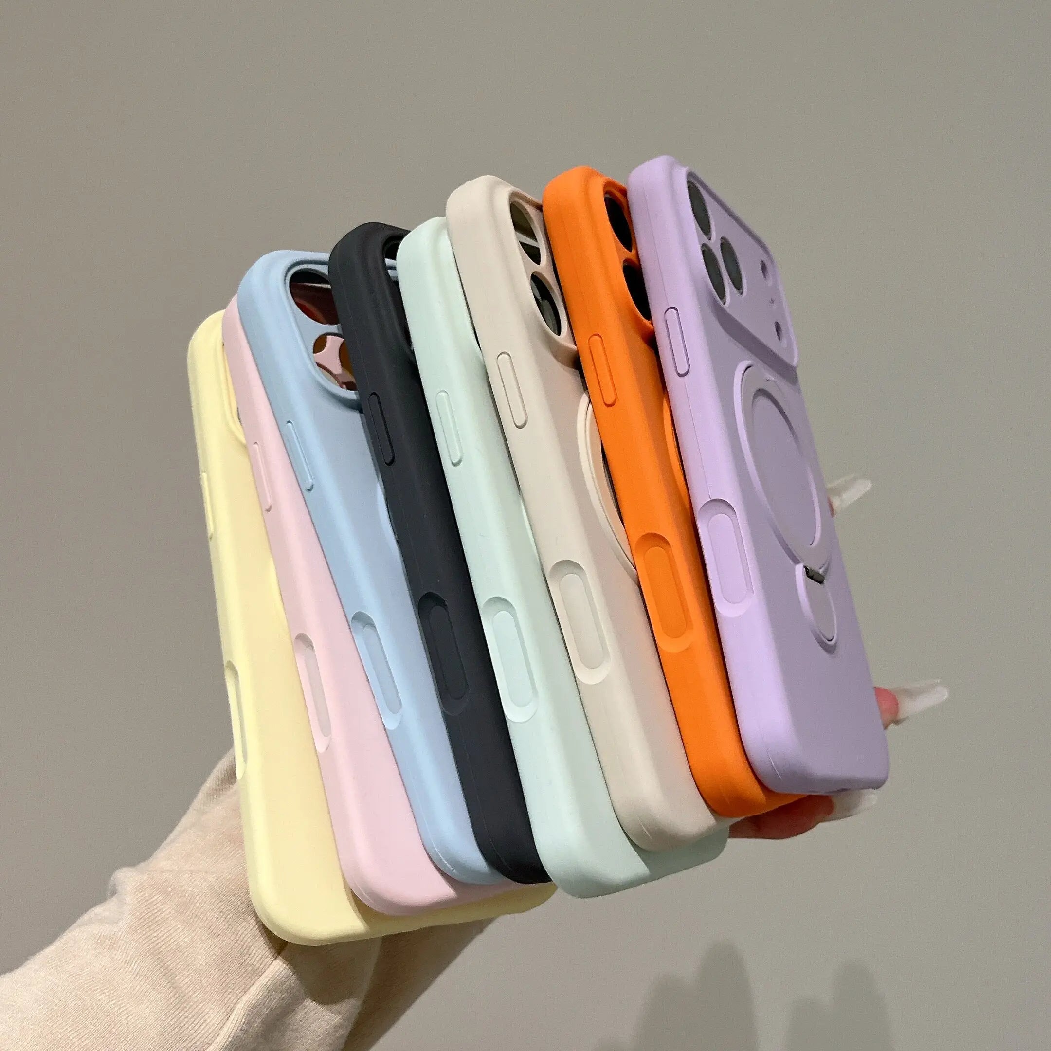360° Rotate Fold Magnetic Ring Holder Stand Phone Case For iPhone 17 Pro Max Air 15 13 14 16 Magsafe Soft Liquid Silicone Cover
