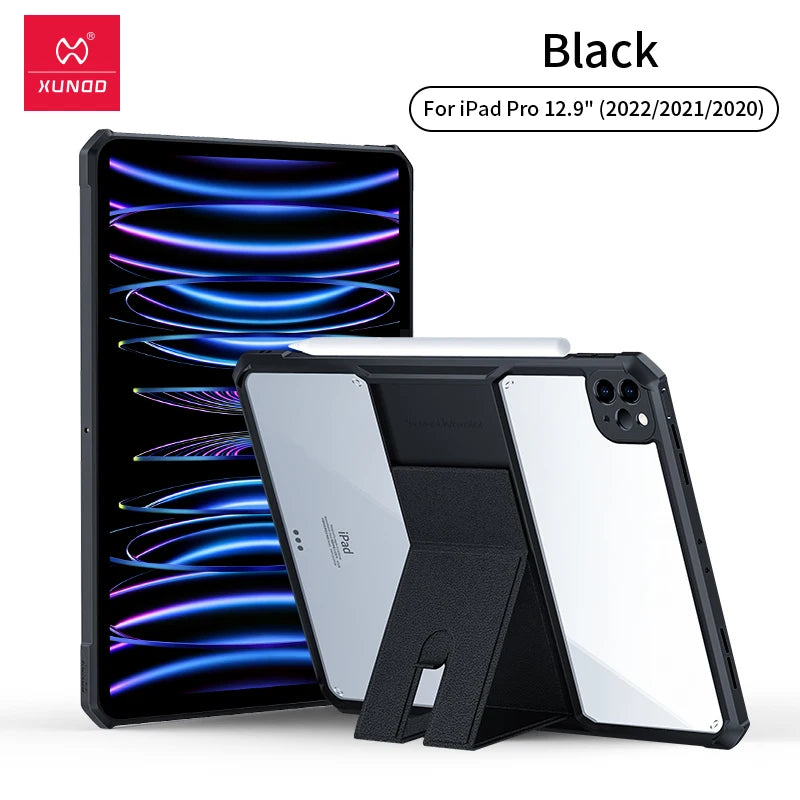 Xundd Tablet Cases For iPad Air iPad Pro 11 13 inch 2024 Shockproof Bumper Protective Case Transparent Back Cover With Holder