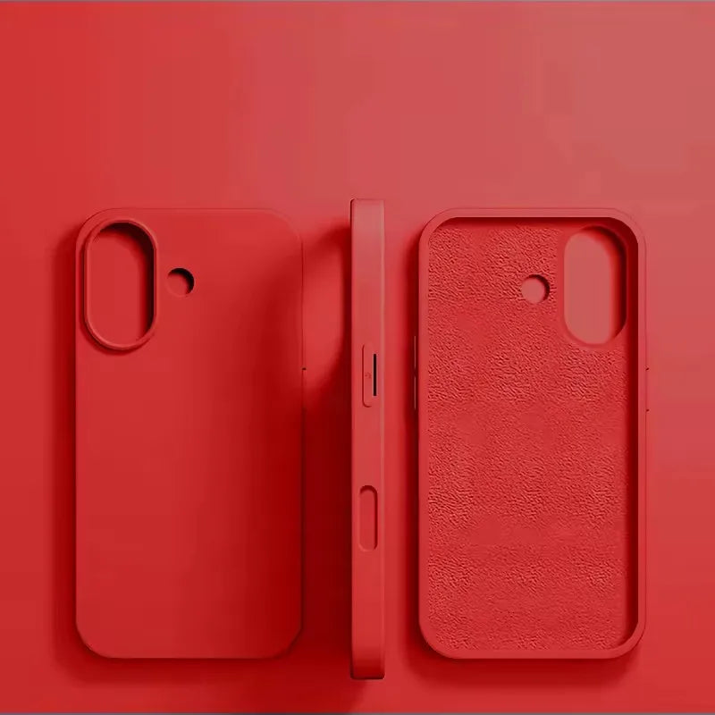 For iPhone 16 15 14 13 12 11 Pro Max Plus Luxury Liquid Silicone Phone Case NEW Matte Shockproof Cover Soft TPU Protective Shell