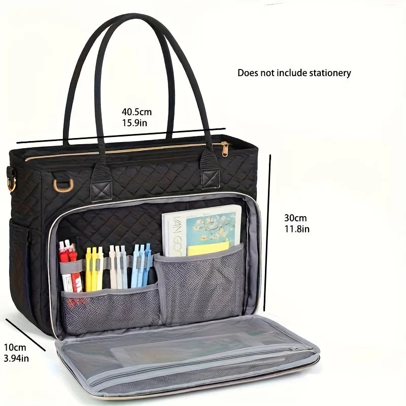 Spacious Business Commuter Laptop Bag with Accordion File Pocket and Gift Scrapbook Holder for Teachers and Professionals