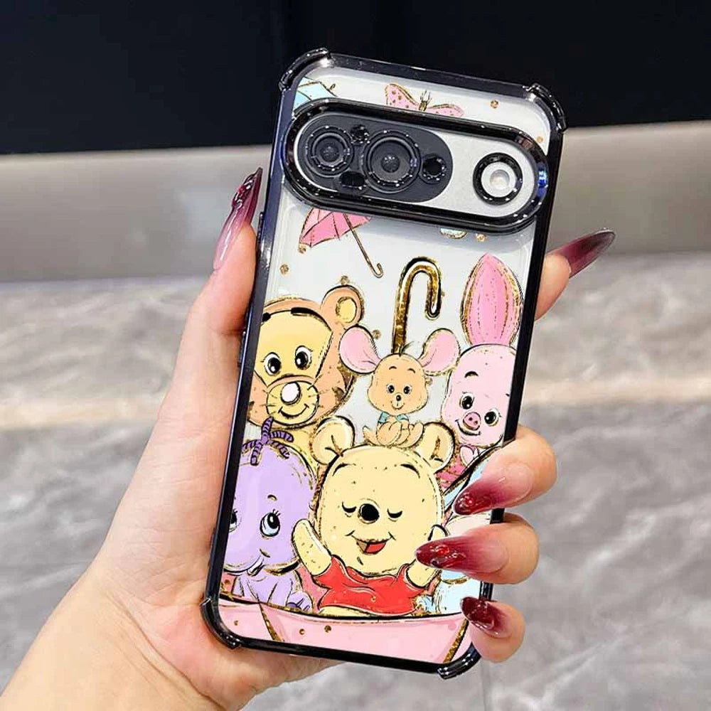 Winnie the Pooh Anime Phone Case For Google Pixel 10A 9A 9 8A 8 7A 7 Pro XL Plating Drop-proof Transparent Soft Cover