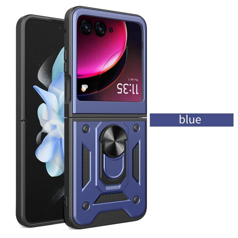 Armor Shockproof Case For Motorola Razr 60 50 40 Ultra Moto Razr+ Plus 2025 2024 2023 Cover With Ring Stand Holder Coque Fundas