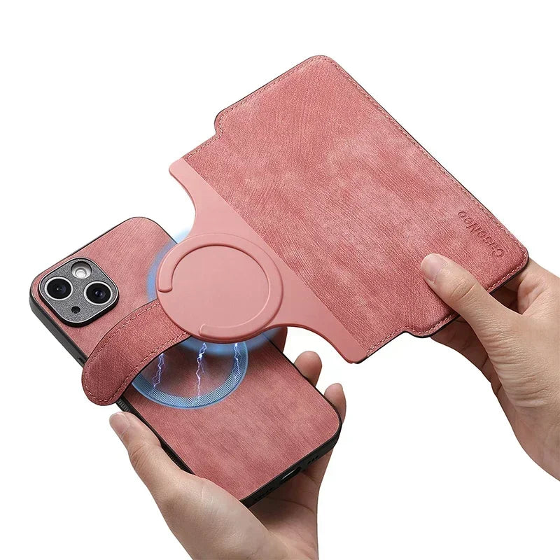 Card Wallet Magnetic 2 In 1 Detachable Flip Card Slots Leather Case For Magsafe iPhone 17 16 15 14 13 12 Pro Max Plus 17Air 16E