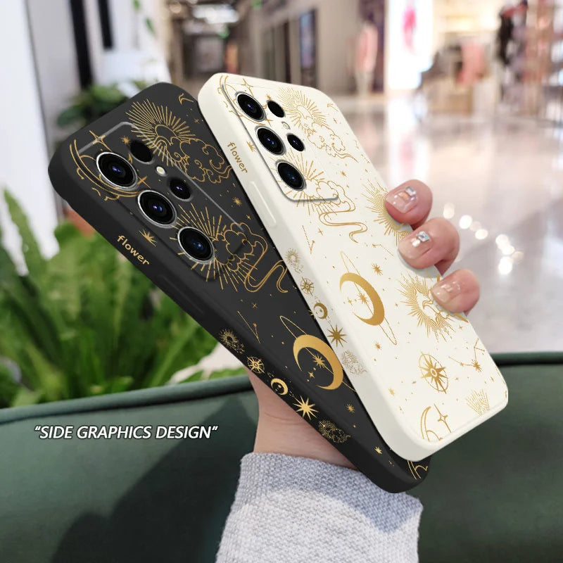 Golden Starry Sky Phone Case For Samsung Galaxy S25FE S24 S23 S22 S21 S20 S10 Ultra Plus FE Note 20 Ultra 10 9 Plus Cover