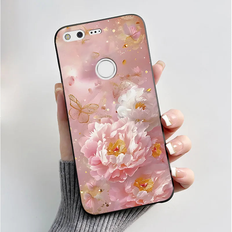 For Google Pixel XL Case Luxury Fashion Butterfly Flowers Black Soft TPU Silicone Back Cover For Google Pixel 1 1XL Phone Cases