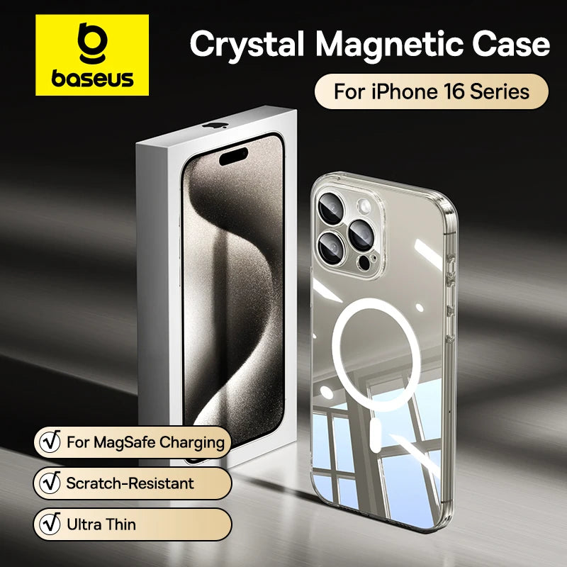 Baseus Magnetic Case for iPhone 17 16 15 14 Pro Max for MagSafe Wireless Charging PC Case for iPhone 13 12 11 Pro Max Funda Case