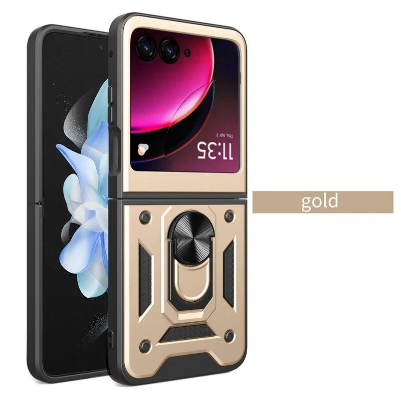 Armor Shockproof Case For Motorola Razr 60 50 40 Ultra Moto Razr+ Plus 2025 2024 2023 Cover With Ring Stand Holder Coque Fundas