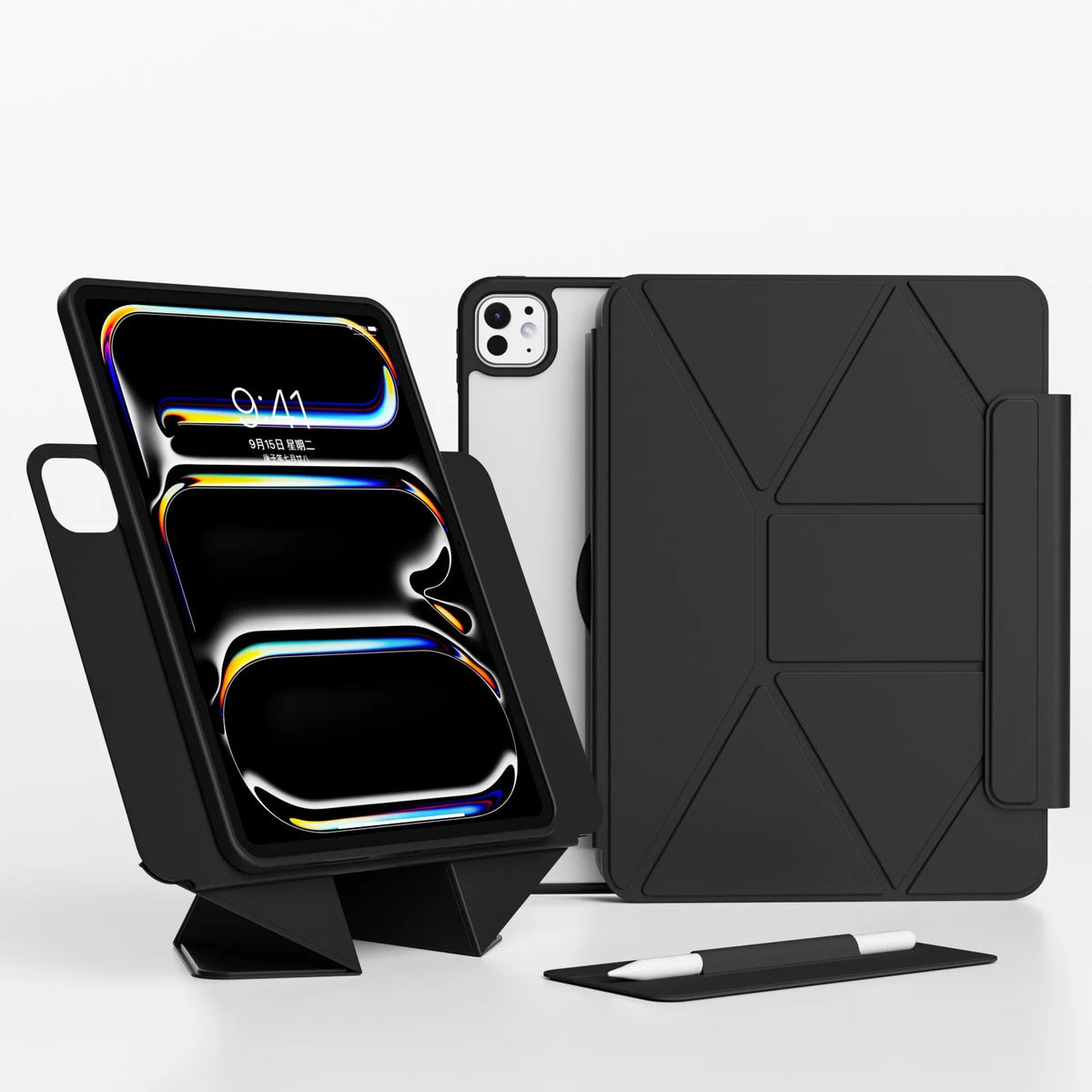 ZOYU for iPad 10/11th Increase Height Bracket Case, Magnetic Transparent Back Shell Cover iPad Pro 11 12.9 Air 4/5th 13 Mini 6/7