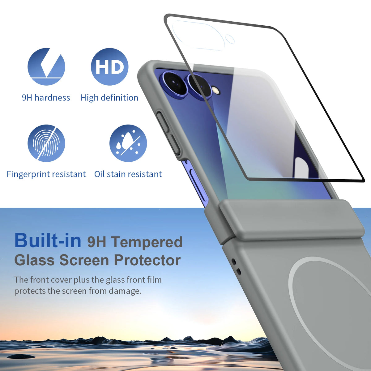 Hinge Protective Magnetic for Samsung Z Flip 8 7 FE 6 5 4 3 with Tempered Protective Film Phone Case for Samsung Galaxy Z Flip 8