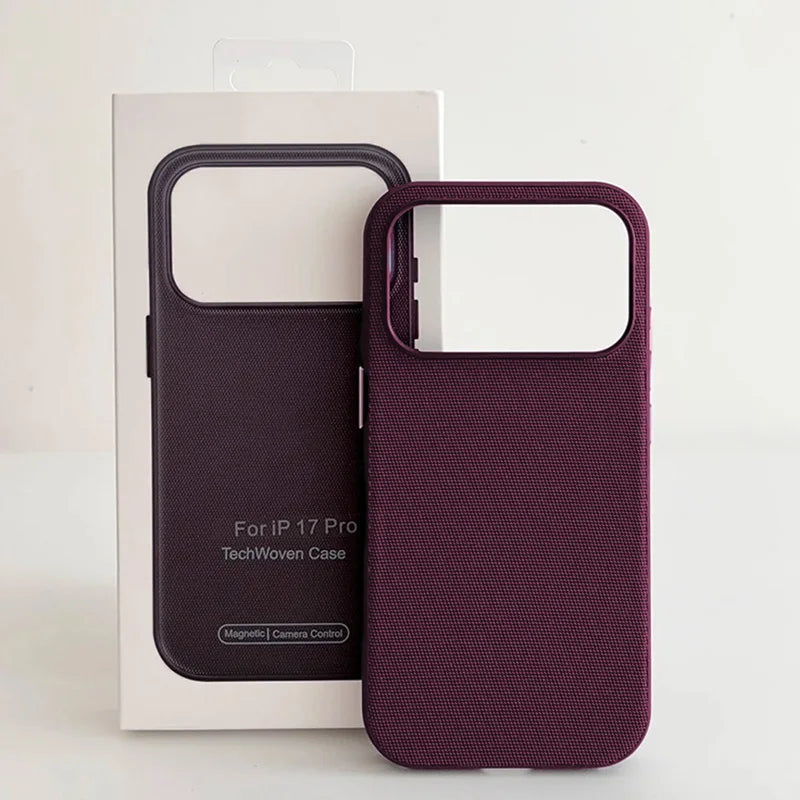 for Iphone 18 17 Pro Max 16 15 14 13 Luxury Tech Woven High Quality for Magsafe Magnetic Case Technology Wireless Charging Cover