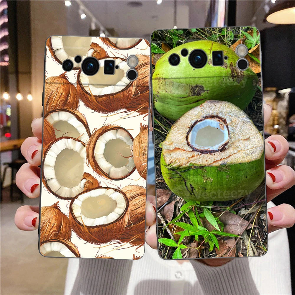 Summer Coconut Phone Case For Google Pixel 10A 10 9 8 7 6 Pro XL 9A 8A 6A 7A 5G Soft Shockproof TPU Black Cover