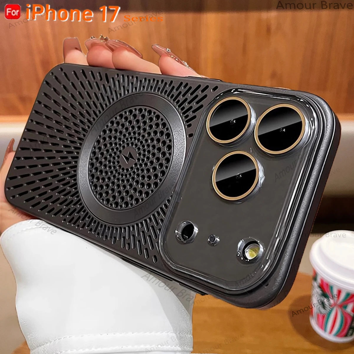 Magnetic Heat Dissipation For Magsafe Slim Case For iPhone 17 12 15 14 13 17 Pro Max 16Plus Wireless Charger Titanium Lens Cover