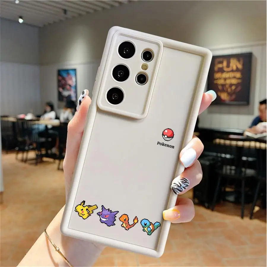 Cute Pixel P-Pokemons Case for Samsung Galaxy S26 Ultra S21 S25 S23 FE S24Ultra S24 Plus S25 Edge S22 S20FE Phone Cover
