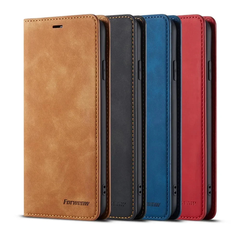 Thin Suede Leather Wallet Case for iPhone 11 12 13 14 15 16 17 Pro Max Mini XR XS 8 7 6 Plus SE 2020 5S Flip Cover Strong Magnet