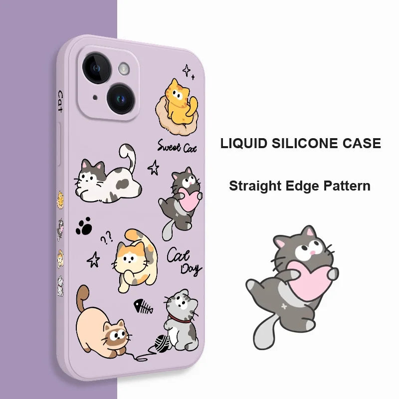 Cat String Ball Phone Case For iPhone 17 17 Air 16 16e 15 14 13 12 11 X XR XS Plus Pro Max Mini Silicone Cover