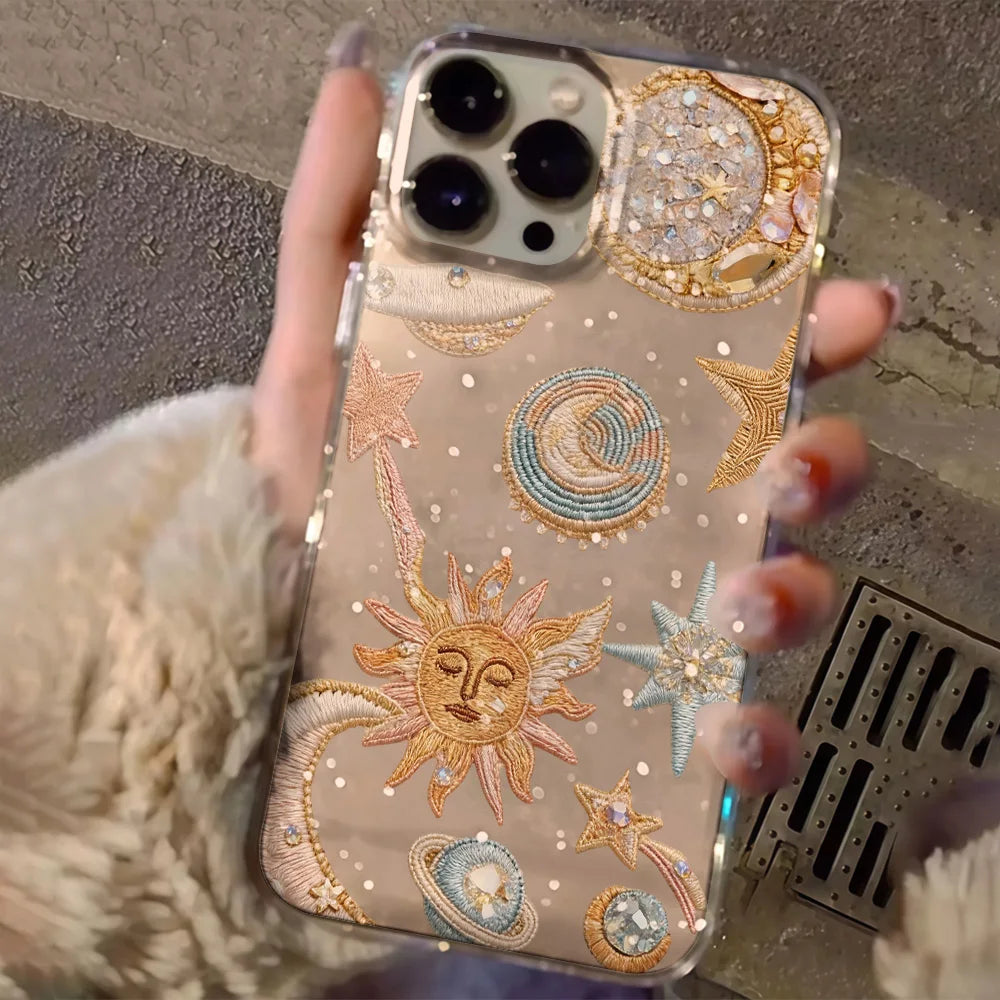 Luxury Stars Moon Clear Glitter Phone Case For iPhone 17 13 16 15 11 12 14 Pro Max 17 Air XR X 16e Case Soft Shockproof Cover