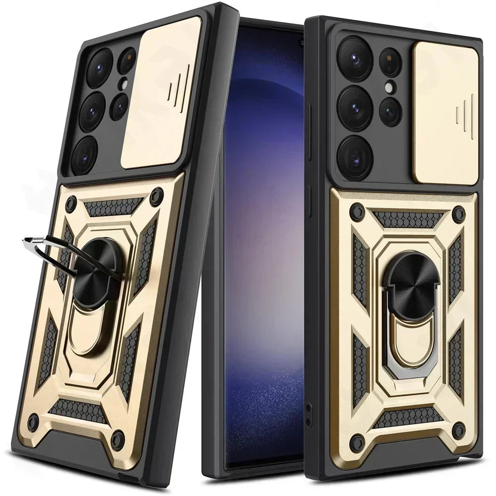 Armor Rotate With Ring Stand Camera Lens Anti-Scratch Case For Samsung Galaxy S24 S23 S22 Ultra S21 S20 Plus FE A54 A34 5G Cover