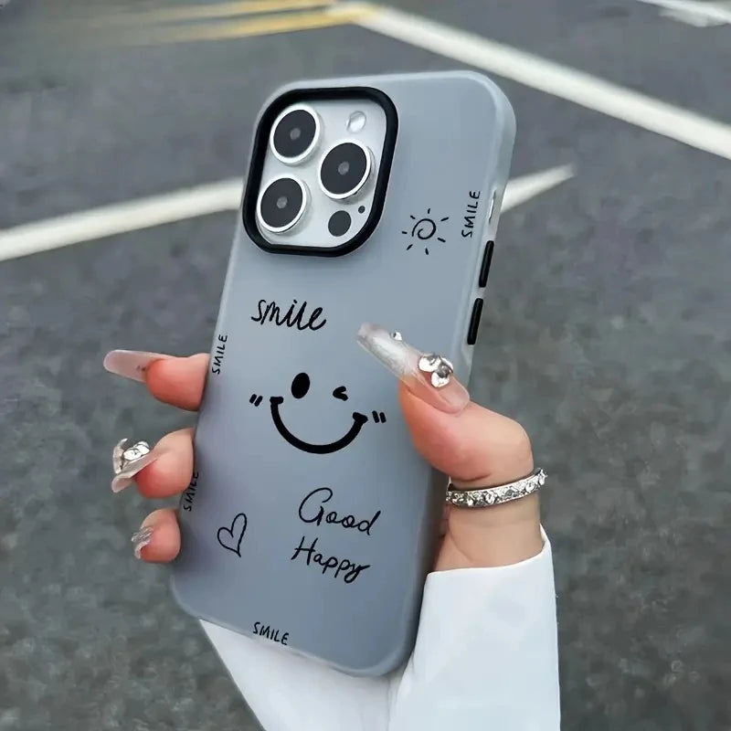 Luxury Smiling Face Jelly Color Shockproof Case for iPhone 17 Air 16 15 13 12 11 Pro Max 14 Plus Shockproof Phone Back Cover