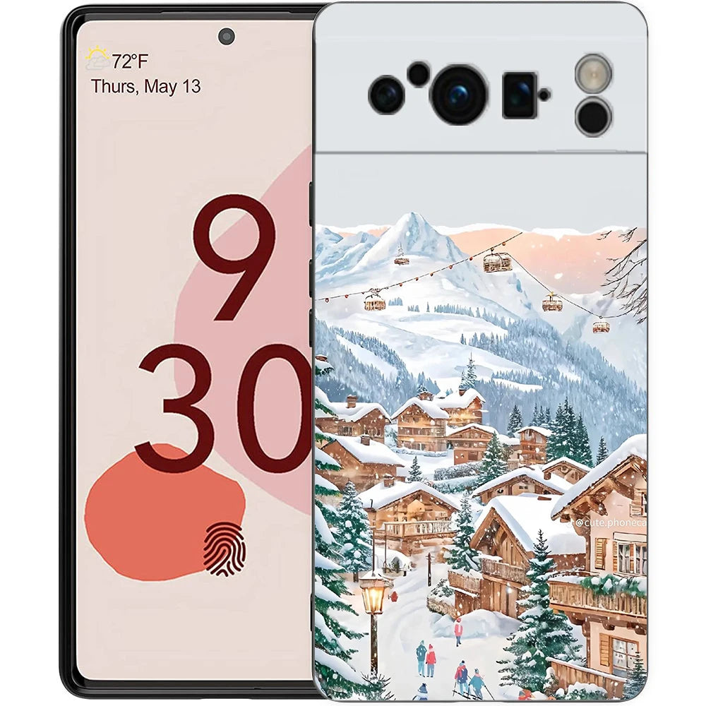 Cartoon Christmas Style Phone Case For Google Pixel 10A 10 9 8 7 6 Pro XL 9A 8A 6A 7A 5G Soft Shockproof TPU Black Cover