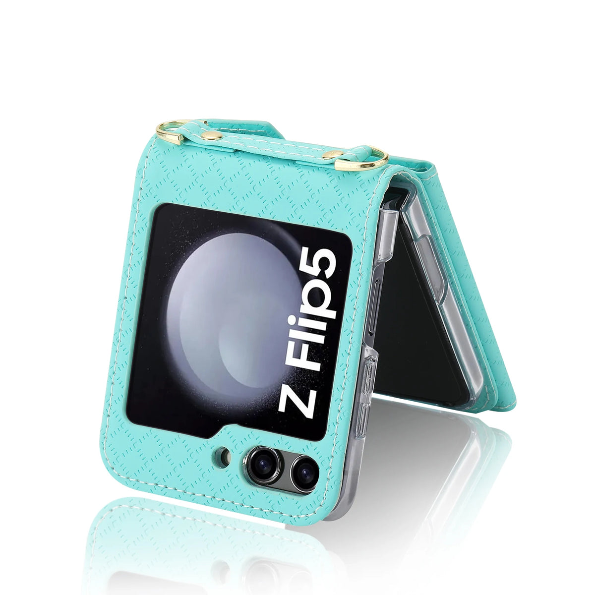 Zipper Leather Case For Samsung Galaxy Z Flip 8 7 FE 6 5 4 3 Flip8 Card Holder Wrist Strap Handbag Magnetic Folio Wallet Cover